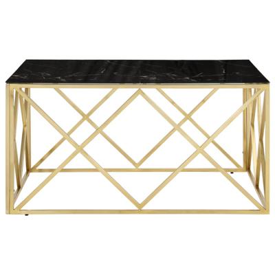 Salontafel roestvrijstaal en gehard glas goudkleurig