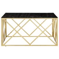 Salontafel roestvrijstaal en gehard glas goudkleurig - thumbnail