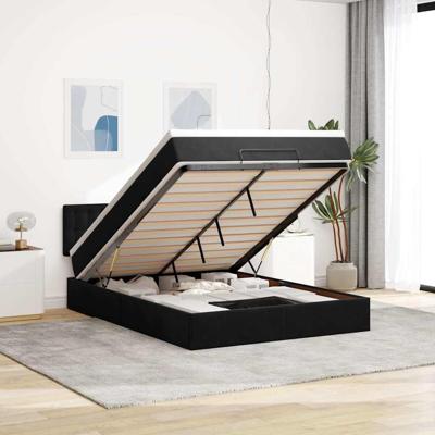 Ottoman bed met matras 140x190cm fluweel zwart