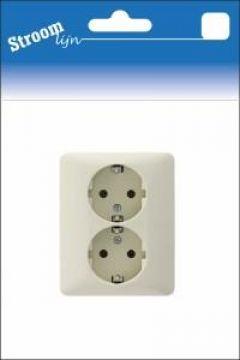 Stroomlijn Inbouw stopcontact RA PEHA dubbel creme - 6602016