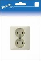 Stroomlijn Inbouw stopcontact RA PEHA dubbel creme - 6602016 - thumbnail