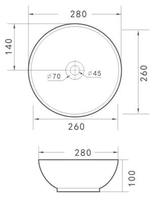 Waskom Wiesbaden Kimo | 28 cm | Keramiek | Vrijstaand | Rond | Zwart mat
