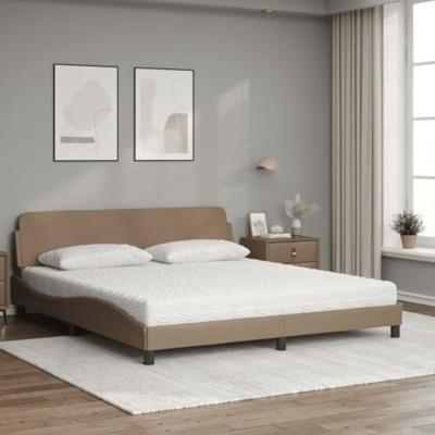 Bed met matras kunstleer cappuccinokleurig 180x200 cm