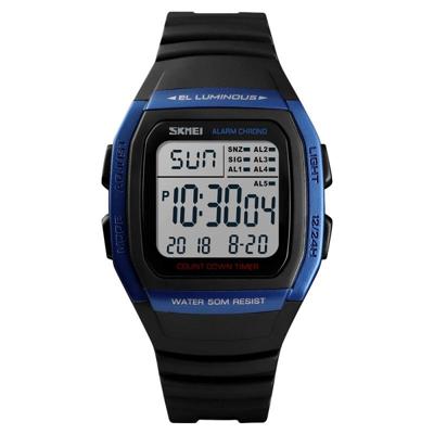 SKMEI 1278 modieuze buiten 50m waterdichte digitale horloge student sport polshorloge ondersteuning 5 groep alarm klokken (blauw)