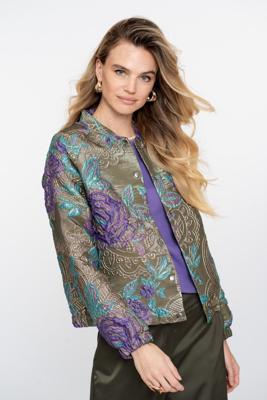 Geisha Jacket Flowers Lurex 55713-20 Jackets 530 Green/purple