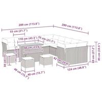 Tuinbankenset 14 pcs Zwart poly rattan - thumbnail