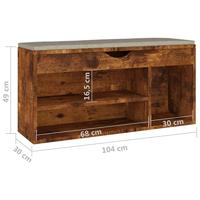 VidaXL Schoenenbank met kussen 104x30x49 cm bewerkt hout gerookt eiken - thumbnail