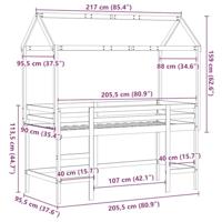 Halfhoogslaper met ladder en bedhuis grenenhout 90x200 cm - thumbnail