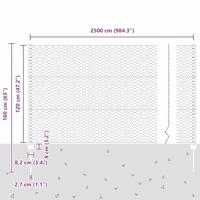 VidaXL Hek met paal zilver 1,2 x 25 m staal - thumbnail