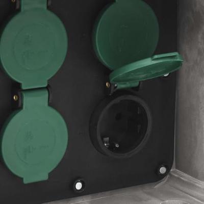 VidaXL Tuinstopcontact met grondpin 4-wegs steen-look grijs