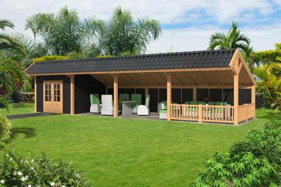 Tuindeco | Overkapping Bergen XL | Type 11 | Zwarte Wanden