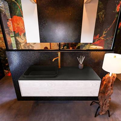 Badkamermeubelset Mondiaz Erin 120 cm met 1 Lade met RIDGE Wastafel Links Urban met 1 kraangat Greeploos Mat Underlayment