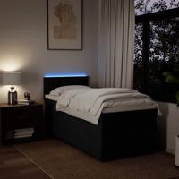 Boxspring met matras stof zwart 90x190 cm - thumbnail