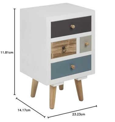 Bendt Nachtkastje 'Alice' met 4 laden, kleur Meerkleurig