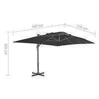 VidaXL Zweefparasol met aluminium paal 400x300 cm antracietkleurig - thumbnail
