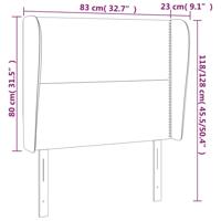 Hoofdbord met randen 163x23x118/128 cm fluweel lichtgrijs - thumbnail