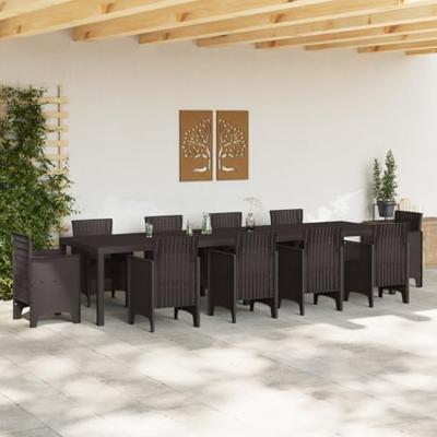 Tuintafel 350x100x73 cm poly rattan bruin