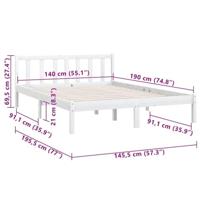Bedframe massief grenenhout wit 140x190 cm - thumbnail