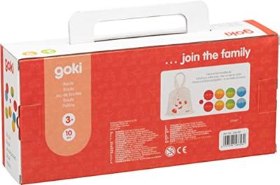 Goki houten jeu de boules spel met katoenen zak, 9dlg.