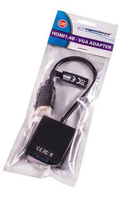 Gembird A-HDMI-VGA-04 video kabel adapter 0,15 m VGA (D-Sub) HDMI Type A (Standaard) Zwart