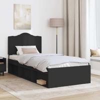 Bedframe met hoofdeinde Zwart 90 x 190 cm Massief grenenhout - thumbnail