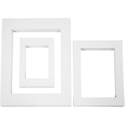 Creativ Company Passepartout lijsten, a3,a4,a5, afm 19,7x27,9+28,3x36,6+39,5x49,6 cm, 500 gr, wit, 3x100 stuk/ 1 doos