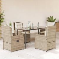 5-delige Tuinset met kussens poly rattan beige - thumbnail