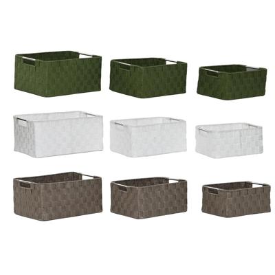 Mandenset Home ESPRIT Groen Grijs Crème Metaal Polypropyleen (3 Onderdelen) (3 Stuks)