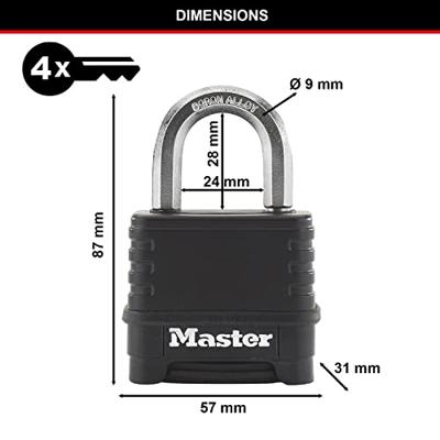 Masterlock Hangslot, 50mm, 8-hoek beugel - M178EURD M178EURD - thumbnail