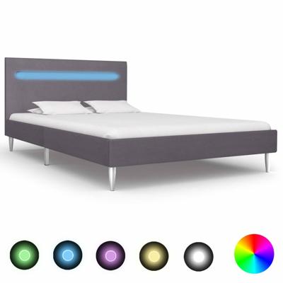 vidaXL Bedframe met LED stof grijs 120x200 cm
