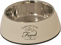 Hondeneetbak plastic/RVS water/food 14 cm beige Eet-en-drinkbakken-hond Gebr. de Boon - Gebr de boon - thumbnail