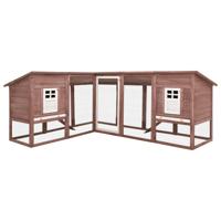 Konijnenhok voor buiten met ren massief vurenhout mokka en wit - thumbnail