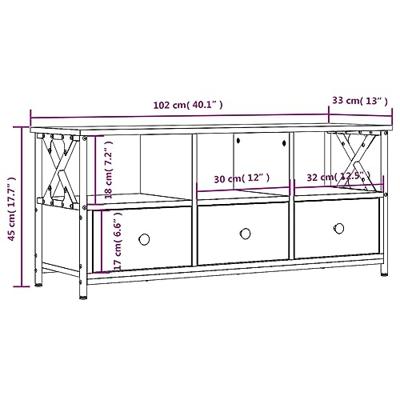Tv-meubel 102x33x45 cm bewerkt hout en ijzer zwart