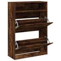 Schoenenkast met 2 klaplades 80x34x116 cm gerookt eikenkleurig - thumbnail
