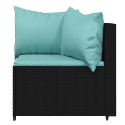 Tuinhoekbanken met kussens 2 st poly rattan zwart