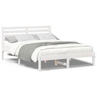 Bedframe met hoofdeinde Wit 140 x 190 cm Massief grenenhout - thumbnail