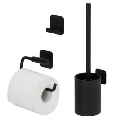 Tiger Colar Toilet Accessoireset - toiletrolhouder - zonder klep - toiletborstelhouder - handdoekhaak - zelfklevend - zwart 800134 Tiger Colar Toilet Accessoireset - toiletrolhouder - zonder klep - toiletborstelhouder - handdoekhaak - zelfklevend - zwart 800134