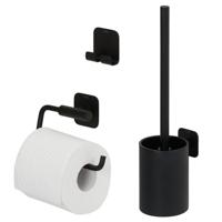 Tiger Colar Toilet Accessoireset - toiletrolhouder - zonder klep - toiletborstelhouder - handdoekhaak - zelfklevend - zwart 800134 - thumbnail
