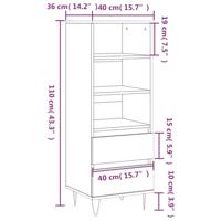 Hoge kast 40x36x110 cm bewerkt hout bruineiken - thumbnail
