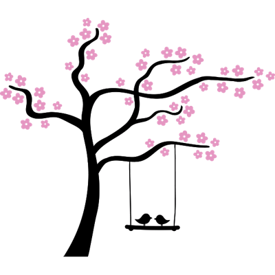 Boom met vogels - Muursticker