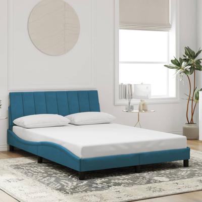 Bedframe met LED-verlichting fluweel blauw 160x200 cm