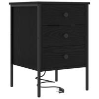 Nachtkastje 2 pcs Zwart eiken 42 x 41 x 61 cm Bewerkt hout - thumbnail