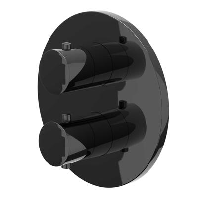 Afbouwdeel IVY Bond Inbouwthermostaat 1 Stopkraan Met Rond Rozet Zwart Chroom PVD IVY