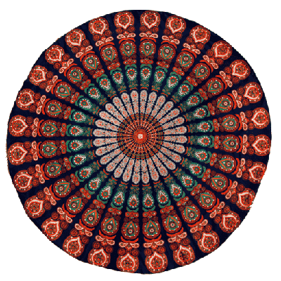 Blauw-Oranje Strandlaken Mandala