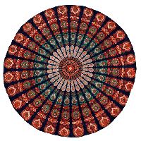 Blauw-Oranje Strandlaken Mandala - thumbnail