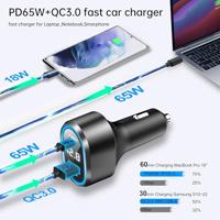 Caliber Autolader - Sigarettenaansteker Splitter - 1x USB & 1x USB-C - 83 Watt - Snellader - LED met spanningsmeter (PS26) - thumbnail