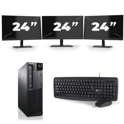 Lenovo ThinkCentre M93p SFF - Intel Core i7-4e Generatie - 16GB RAM - 256GB SSD - Windows 10 + 3x 24 inch Monitor