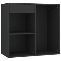 Kaptafel met kastje LED bewerkt hout zwart - thumbnail