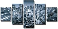 Schilderij - New York in zwart en wit, 5 luik, 160x80cm - thumbnail