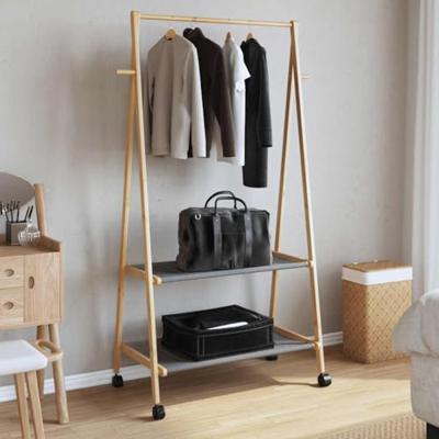 VidaXL Kledingrek met schappen en wielen 96x45,5x155,5 cm bamboe